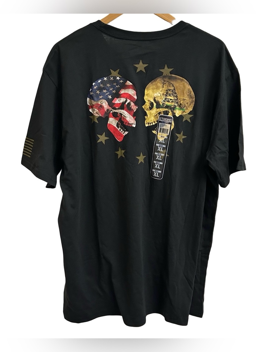 Men's XL T-Shirt Skulls USA Stars Stripes Don’t Tread On Me Rattlesnake New